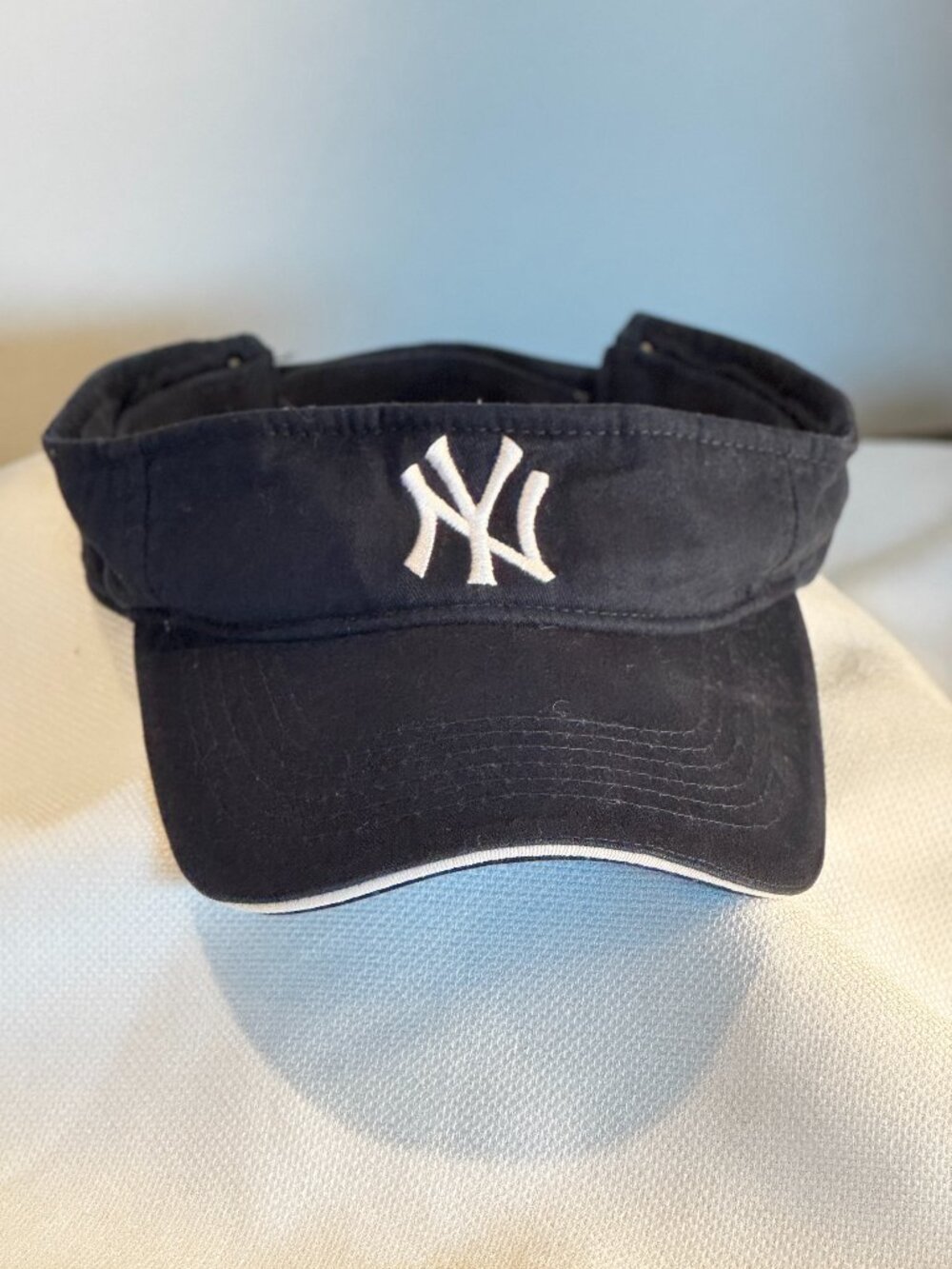VTG New York Yankees Supercuts Promotional Visor Hat Corporate Edge Navy
